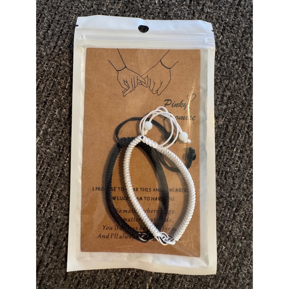 Ulysia Pinky Promise Matching Bracelets Black White Woven Cord Set